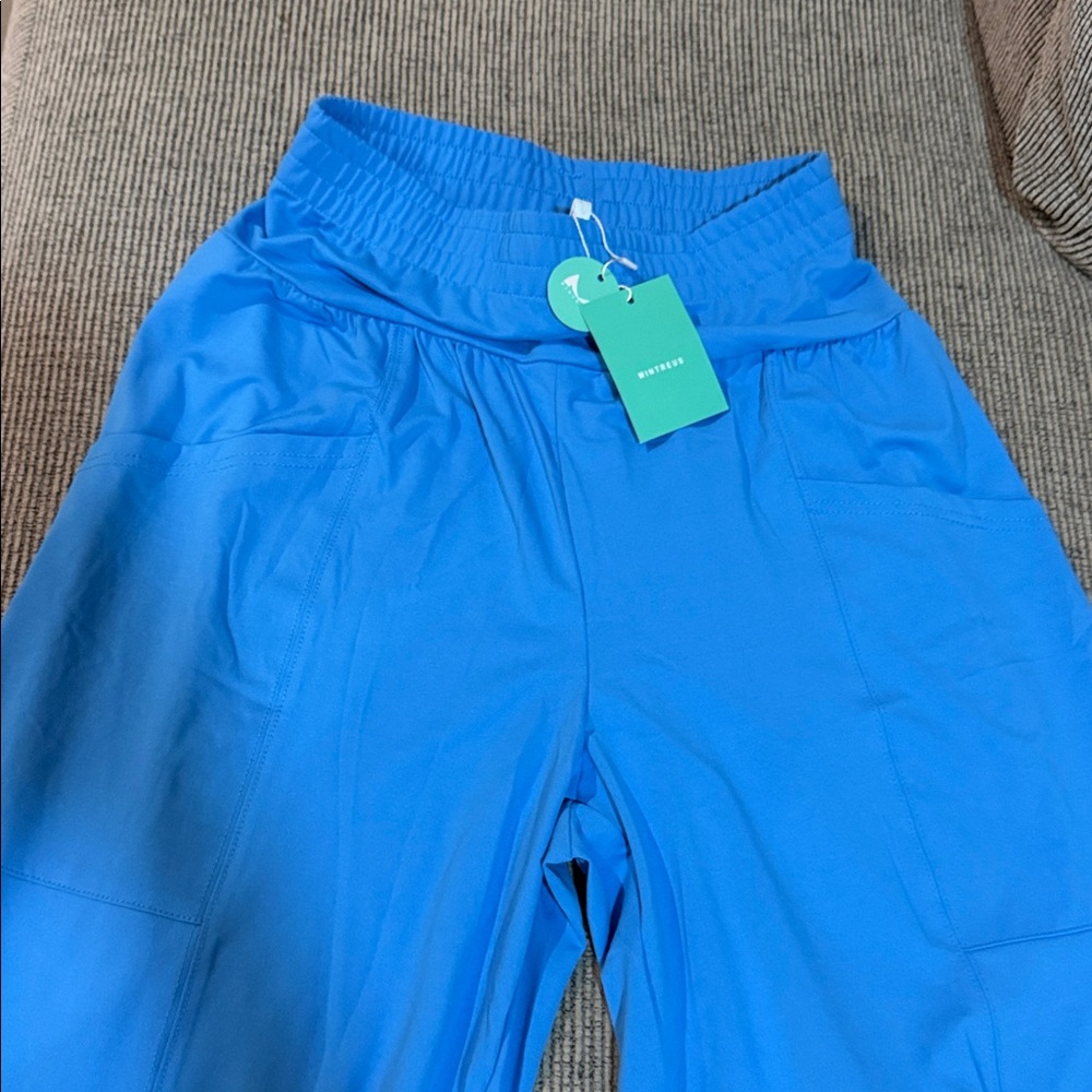 NWT Women's Blue Wide Yoga Harlem Jogger Baddie Comfy Super Cute Soft Stylish - Picture 4 of 6